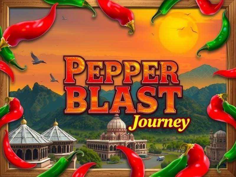 Pepper Blast Journey game cover featuring Indian landscapes and chili peppers